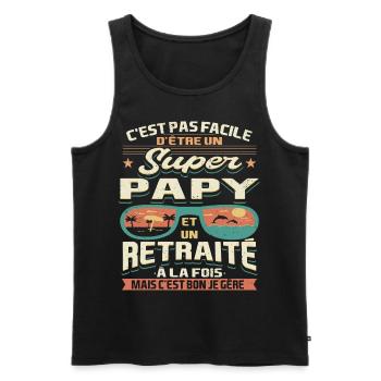Papy Papou Retraite Grand-père Retraité - Débardeur bio Premium Homme - noir - Devant - Michal (187cm)