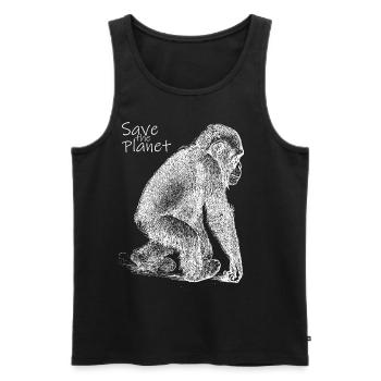 Monkey Baby - Sauvez la planète - Débardeur bio Premium Homme - noir - Devant - AI Model Male 178 light (178cm)