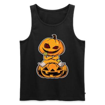 Pumpkin Halloween - Men's Premium Organic Tank Top - black - Front - AI Model Male 178 light (178cm)