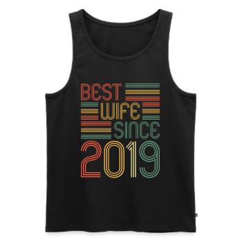 Best Wife since 2019 2nd Wedding Anniversary - Men's Premium Organic Tank Top - black - Front - AI Model Male 178 light (178cm)