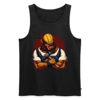 Construction worker Bär - Men's Premium Organic Tank Top - black - Front - AI Model Male 178 light (178cm)