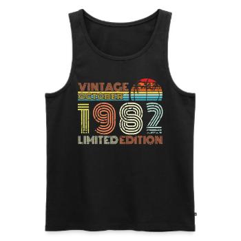 October 1982 Vintage Gift - Men's Premium Organic Tank Top - black - Front - Michal (187cm)