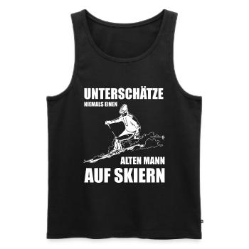 Unterschätze Niemals Einen Alten Mann auf Skiern - Männer Premium Bio Tank Top - Schwarz - Vorne - Michal (187cm)