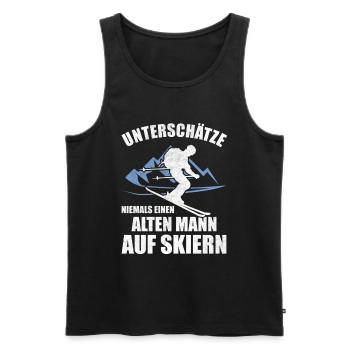 Unterschätze Niemals Einen Alten Mann auf Skiern - Männer Premium Bio Tank Top - Schwarz - Vorne - Michal (187cm)