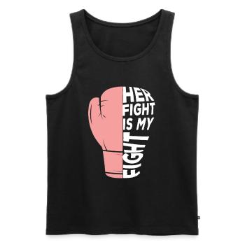 Pink Ribbon Her Fight Is My Fight Breast Cancer - Men's Premium Organic Tank Top - black - Front - Michal (187cm)