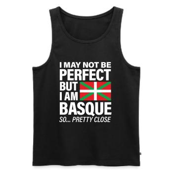 Drôle d’imprimé basque je ne suis peut-être pas parfait mais je suis - Débardeur bio Premium Homme - noir - Devant - Michal (187cm)