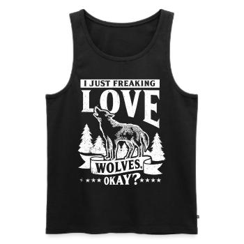 Wolf - Men's Premium Organic Tank Top - black - Front - AI Model Male 178 light (178cm)