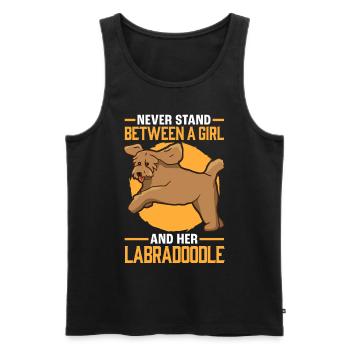 Girls with Labradoodle Australia Goldendoodle - Men's Premium Organic Tank Top - black - Front - Michal (187cm)