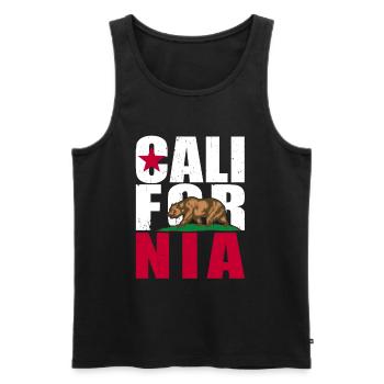 California State Flag Bear - Débardeur bio Premium Homme - noir - Devant - AI Model Male 178 light (178cm)