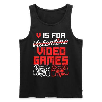 V Is For Valentine Video Games - Saint Valentin - Débardeur bio Premium Homme - noir - Devant - Michal (187cm)
