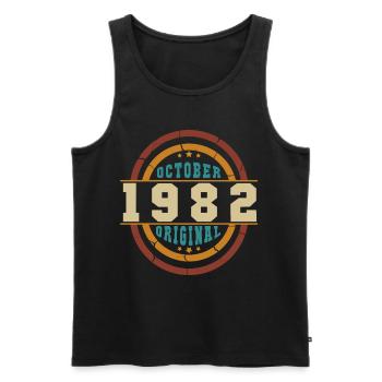 Vintage 1982 in October - Men's Premium Organic Tank Top - black - Front - Michal (187cm)