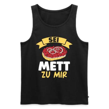 Metzger Mett Mettbrötchen - Männer Premium Bio Tank Top - Schwarz - Vorne - AI Model Male 178 light (178cm)