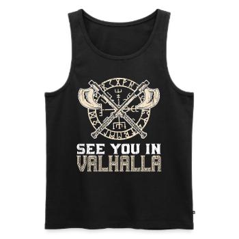 See You In Valhalla Viking Viking Skull - Men's Premium Organic Tank Top - black - Front - AI Model Male 178 light (178cm)
