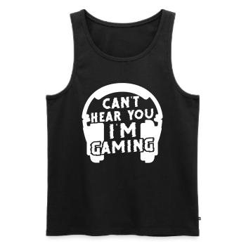 Gaming Je ne peux pas vous entendre, je joue - Débardeur bio Premium Homme - noir - Devant - AI Model Male 178 light (178cm)