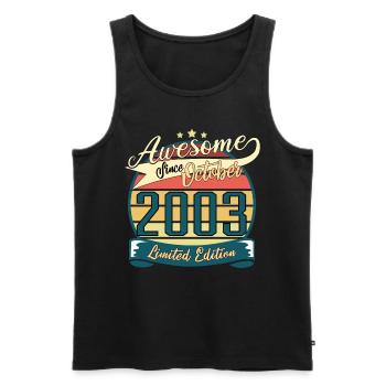 Geschenkidee Oktober 2003 Retro - Männer Premium Bio Tank Top - Schwarz - Vorne - Michal (187cm)
