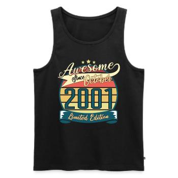 Geschenkidee Oktober 2001 Retro - Männer Premium Bio Tank Top - Schwarz - Vorne - Michal (187cm)