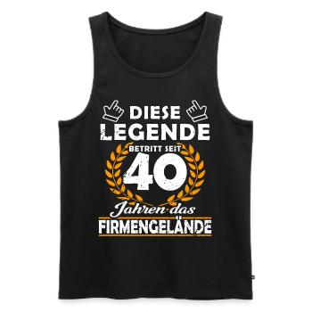 La légende entre sur le terrain pendant 40 ans - Anniversaire de l’entreprise - Débardeur bio Premium Homme - noir - Devant - Michal (187cm)
