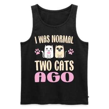 Il y a Deux Chats War Je Normal / Amateur de chats - Débardeur bio Premium Homme - noir - Devant - AI Model Male 178 light (178cm)