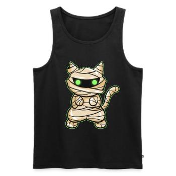 Chat à momie effrayant Avec les yeux Verts - Débardeur bio Premium Homme - noir - Devant - AI Model Male 178 light (178cm)