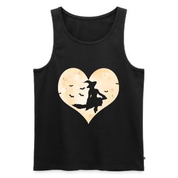 Witch's bbed in front of heart shape moon witch switch - Men's Premium Organic Tank Top - black - Front - AI Model Male 178 light (178cm)