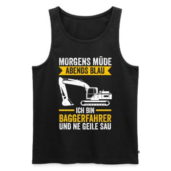 Baggerfahrer Tiefbau Bagger - Männer Premium Bio Tank Top - Schwarz - Vorne - Michal (187cm)