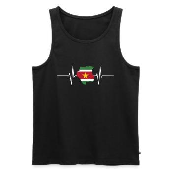 Suriname Herzschlag Flagge Vintage Suriname - Männer Premium Bio Tank Top - Schwarz - Vorne - AI Model Male 178 light (178cm)