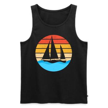Sailing Sailboat Rétro Vintage - Débardeur bio Premium Homme - noir - Devant - Michal (187cm)