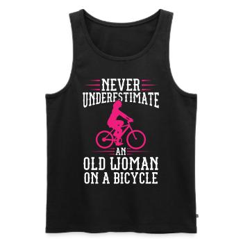 Never Underestimate An Old Woman On A Bicycle - Men's Premium Organic Tank Top - black - Front - Michal (187cm)
