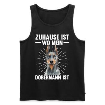 Zuhause ist wo mein Dobermann ist - Männer Premium Bio Tank Top - Schwarz - Vorne - AI Model Male 178 light (178cm)