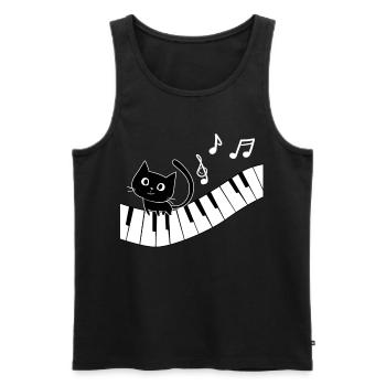 Piano Cat Piano I Funny Animals | Music - Men's Premium Organic Tank Top - black - Front - AI Model Male 178 light (178cm)
