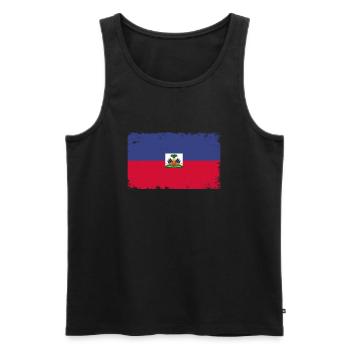 Haiti Heartbeat Flag Vintage Haiti - Men's Premium Organic Tank Top - black - Front - Michal (187cm)