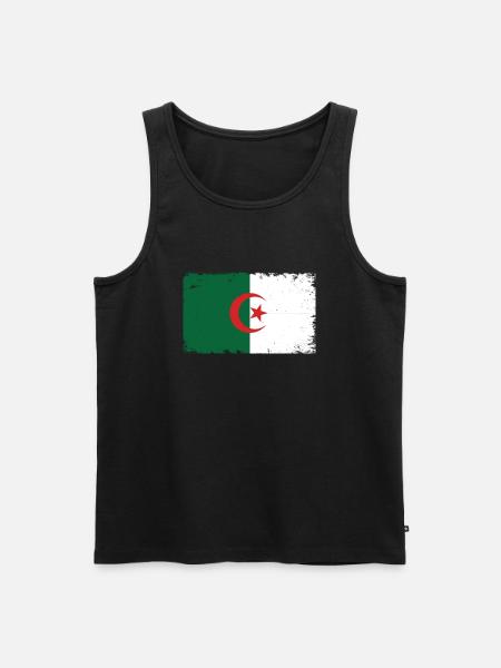 Algérie Battements de cœur Drapeau Algérie vintage - Débardeur bio Premium Homme - noir