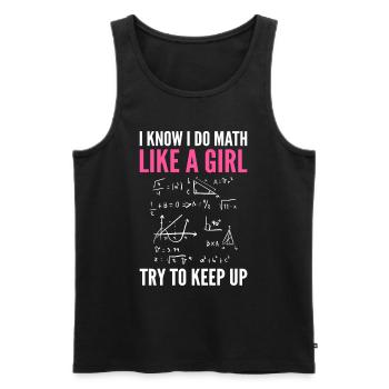 Je sais que je fais des mathématiques comme une - Débardeur bio Premium Homme - noir - Devant - Michal (187cm)