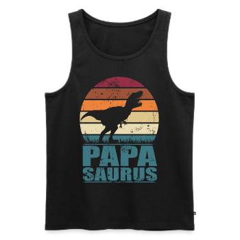 Papasaurus Dino Familles Père dinosaure papa - Débardeur bio Premium Homme - noir - Devant - Michal (187cm)