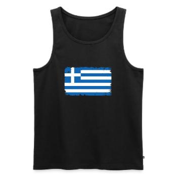 Grèce Herzschlag Flagge Vintage - Débardeur bio Premium Homme - noir - Devant - AI Model Male 178 light (178cm)