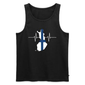 Finlande Herzschlag Flagge Vintage Finlande - Débardeur bio Premium Homme - noir - Devant - AI Model Male 178 light (178cm)