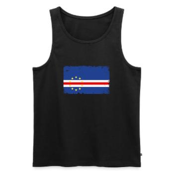 Cape Verde Heartbeat Flag Vintage Cape Verde - Men's Premium Organic Tank Top - black - Front - AI Model Male 178 light (178cm)
