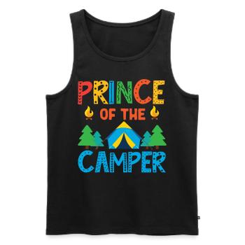 Camping Family Tent Cute Prince Of - Débardeur bio Premium Homme - noir - Devant - AI Model Male 178 light (178cm)