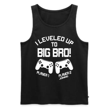 I Leveled up to Big Bro - Vidéo Gamer Bruder - Débardeur bio Premium Homme - noir - Devant - Michal (187cm)