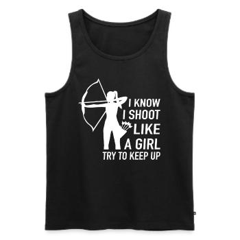 Archery I Know I Shoot Like A Girl Try To Keep Up - Débardeur bio Premium Homme - noir - Devant - Michal (187cm)