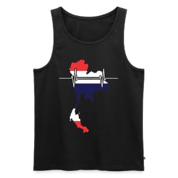Thaïlande Heartbeat Flag Vintage Thaïlande - Débardeur bio Premium Homme - noir - Devant - Michal (187cm)