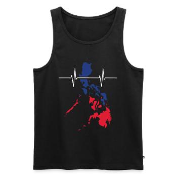Philippines Heartbeat Flag Vintage Philippines - Débardeur bio Premium Homme - noir - Devant - AI Model Male 178 light (178cm)