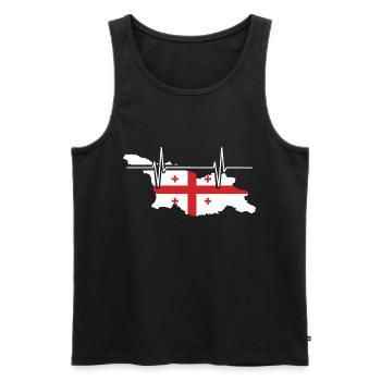 Georgia Heartbeat Flag Vintage Georgia - Débardeur bio Premium Homme - noir - Devant - Michal (187cm)