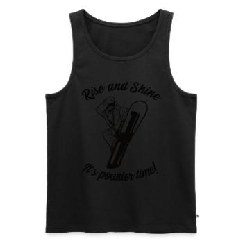 Snowboard - Rise and Shine, It's powder time - Men's Premium Organic Tank Top - black - Front - AI Model Male 178 light (178cm)
