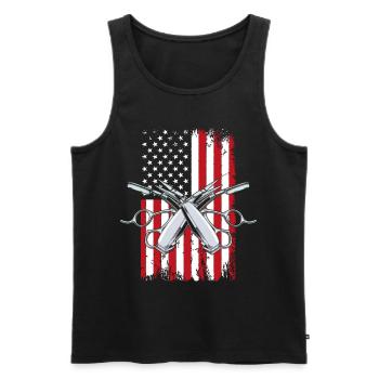 Barbe Barbe Barbelle Obtenez Faned USA Flag - Débardeur bio Premium Homme - noir - Devant - AI Model Male 178 light (178cm)