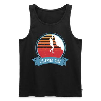 Climb On Klettern Bergsteigen Felsklettern Motiv - Männer Premium Bio Tank Top - Schwarz - Vorne - AI Model Male 178 light (178cm)