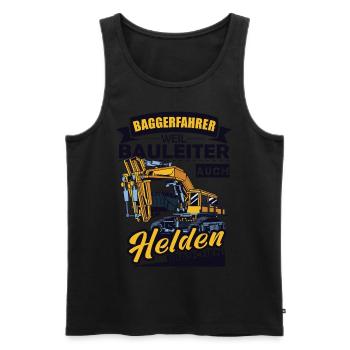 Baggerfahrer Weil Bauleiter Auch Helden Brauchen - Männer Premium Bio Tank Top - Schwarz - Vorne - Michal (187cm)