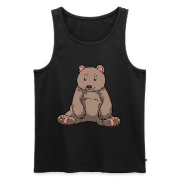 Ours brun Ours Zoo Animaux de zoo Animaux sauvages Animaux forestiers Enfants - Débardeur bio Premium Homme - noir - Devant - Michal (187cm)
