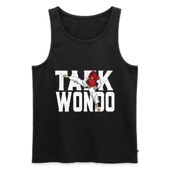 Teakwondo Kick Fighter - Men's Premium Organic Tank Top - black - Front - AI Model Male 178 light (178cm)