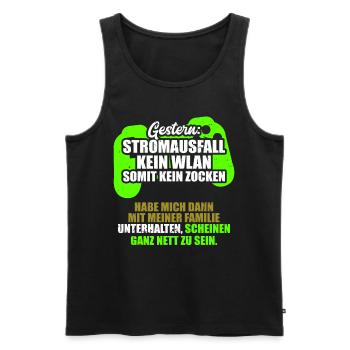 Gestern Stromausfall Gamer Zocken Videospiele - Männer Premium Bio Tank Top - Schwarz - Vorne - Michal (187cm)
